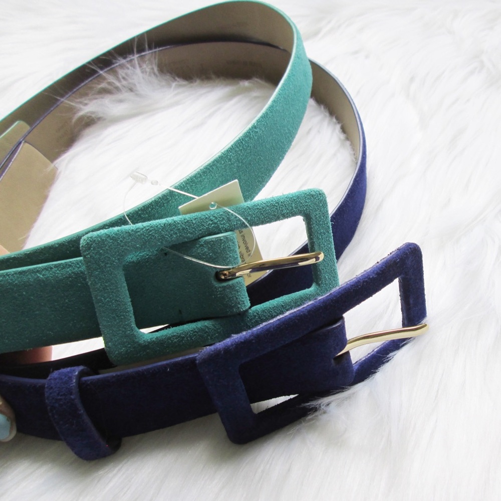 Talbots turquoise and purple suede buckle belts